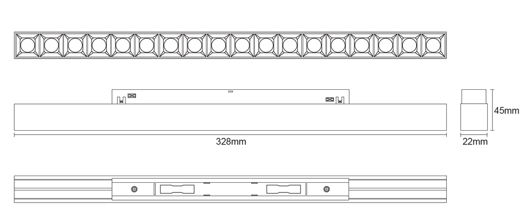 Magnetic Light - CH-20GS03B – 18W – 3000K – L338*W23*H25mm