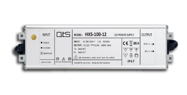 HXS–100–12 / 12V 8.33A 100W IP67 QTS