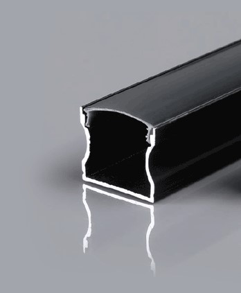 Aluminum Profile - Surface - XT-57 - 2M - BLACK + Diffuser BLACK 
