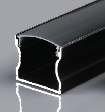 Aluminum Profile - Surface - XT-57 - 2M - BLACK + Diffuser BLACK 