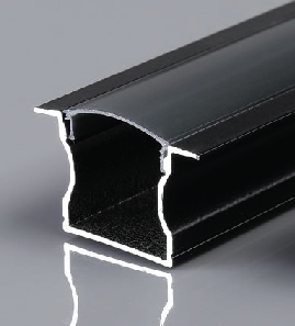 Aluminum Profile - Recessed - XT-263 - 2M - BLACK + Diffuser BLACK 