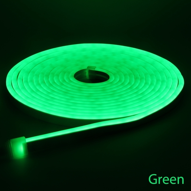 Led Neon Flex - GREEN - YH-2835-120P- 0612  - 12V - 11W - PCB width 8mm , IP65 ,Cutting size 25mm , 2 year warranty