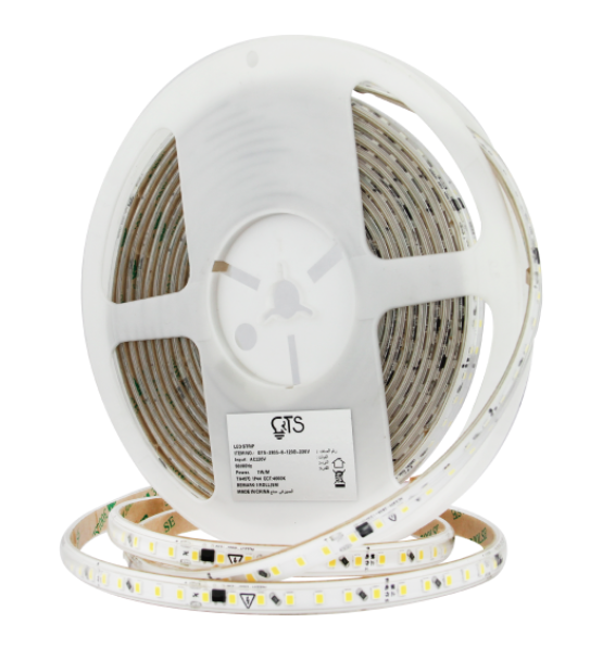 Strip - QTS-2835-8MM-120D - 7W/M - 35W Roll - 220V - 4000K - 10cm/cut - IP44 -  2years Warranty