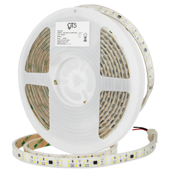Strip - QTS-2835-12MM-240D - 12W/M - 60W Roll - 220V - 4000K - 5cm/cut - IP44 -  2years Warranty