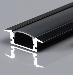 Aluminum Profile - Recessed - XT-163 - 2M - BLACK + Diffuser BLACK 
