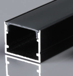 Aluminum Profile - Surface - XT-219 - 2M - BLACK + Diffuser BLACK 