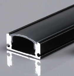 Aluminum Profile - Surface - XT-164 - 2M - BLACK + Diffuser BLACK 