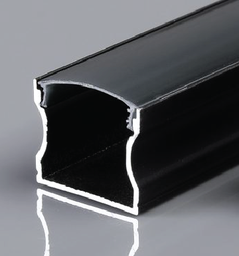 Aluminum Profile - Surface - XT-57 - 2M - BLACK + Diffuser BLACK 