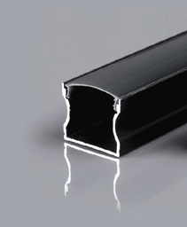 Aluminum Profile - Surface - XT-57 - 2M - BLACK + Diffuser BLACK 