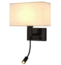Wall Light  - QTS-B09 - E27 + 3W COB  - 3000k  - BK